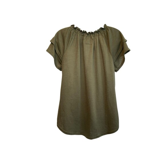 New York Laundry Womens Floral Embroidered Keyhole Flutter Peasant Blouse Size S - Picture 2 of 12